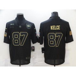 Kansas City Chiefs #87 Travis Kelce Black 2020 Salute To Service Limited Jersey
