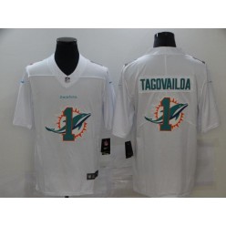 Miami Dolphins #1 Tua Tagovailoa White Shadow Logo Limited Jersey