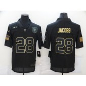 Oakland Raiders #28 Josh Jacobs Black 2020 Salute To Service Limited Jersey