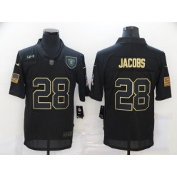 Oakland Raiders #28 Josh Jacobs Black 2020 Salute To Service Limited Jersey