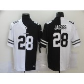 Oakland Raiders #28 Josh Jacobs Black And White Split Vapor Untouchable Limited Jersey