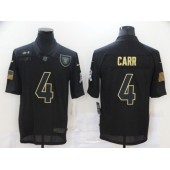 Oakland Raiders #4 Derek Carr Black 2020 Salute To Service Limited Jersey