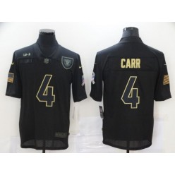 Oakland Raiders #4 Derek Carr Black 2020 Salute To Service Limited Jersey
