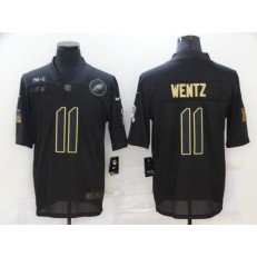 Philadelphia Eagles #11 Carson Wentz Black 2020 Salute To Service Limited Jersey