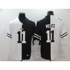 Philadelphia Eagles #11 Carson Wentz Black And White Split Vapor Untouchable Limited Jersey