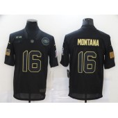 San Francisco 49ers #16 Joe Montana Black 2020 Salute To Service Limited Jersey