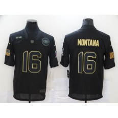 San Francisco 49ers #16 Joe Montana Black 2020 Salute To Service Limited Jersey