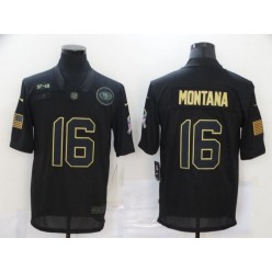 San Francisco 49ers #16 Joe Montana Black 2020 Salute To Service Limited Jersey