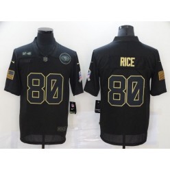 San Francisco 49ers #80 Jerry Rice Black 2020 Salute To Service Limited Jersey