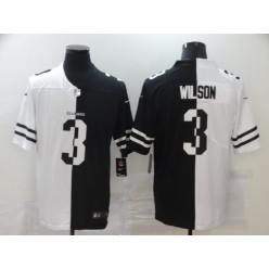 Seattle Seahawks #3 Russell Wilson Black And White Split Vapor Untouchable Limited Jersey