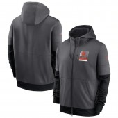 Cleveland Browns Nike Charcoal Sideline Impact Lockup Performance Full-Zip Hoodie