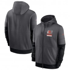 Cleveland Browns Nike Charcoal Sideline Impact Lockup Performance Full-Zip Hoodie