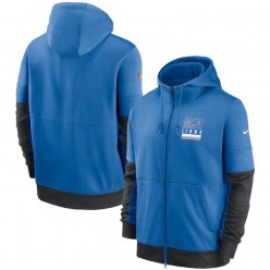 Detroit Lions Nike Blue Sideline Impact Lockup Performance Full-Zip Hoodie