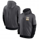 Green Bay Packers Nike Charcoal Sideline Impact Lockup Performance Full-Zip Hoodie