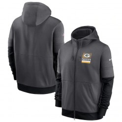Green Bay Packers Nike Charcoal Sideline Impact Lockup Performance Full-Zip Hoodie