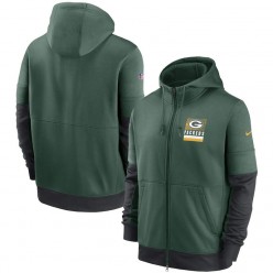 Green Bay Packers Nike Green Sideline Impact Lockup Performance Full-Zip Hoodie
