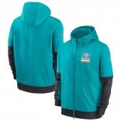 Miami Dolphins Nike Aqua Sideline Impact Lockup Performance Full-Zip Hoodie
