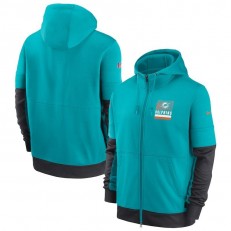 Miami Dolphins Nike Aqua Sideline Impact Lockup Performance Full-Zip Hoodie