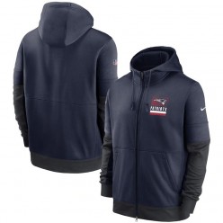 New England Patriots Nike Navy Sideline Impact Lockup Performance Full-Zip Hoodie