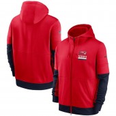 New England Patriots Nike Red Sideline Impact Lockup Performance Full-Zip Hoodie