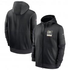 New Orleans Saints Nike Black Sideline Impact Lockup Performance Full-Zip Hoodie