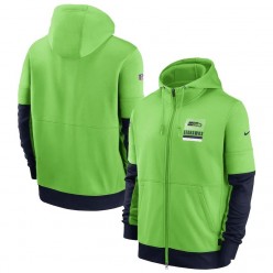 Seattle Seahawks Nike Neon Green Sideline Impact Lockup Performance Full-Zip Hoodie