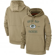 Green Bay Packers Nike Tan 2019 Salute to Service Sideline Therma Pullover Hoodie