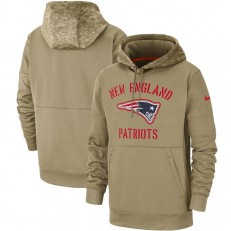 New England Patriots Nike Tan 2019 Salute to Service Sideline Therma Pullover Hoodie