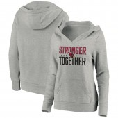 Arizona Cardinals Women Heather Gray Stronger Together Crossover Neck Pullover Hoodie