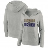 Baltimore Ravens Women Heather Gray Stronger Together Crossover Neck Pullover Hoodie