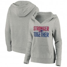 Buffalo Bills Women Heather Gray Stronger Together Crossover Neck Pullover Hoodie