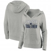Dallas Cowboys Women Heather Gray Stronger Together Crossover Neck Pullover Hoodie