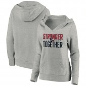 Houston Texans Women Heather Gray Stronger Together Crossover Neck Pullover Hoodie