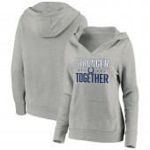 Indianapolis Colts Women Heather Gray Stronger Together Crossover Neck Pullover Hoodie