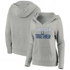 Indianapolis Colts Women Heather Gray Stronger Together Crossover Neck Pullover Hoodie