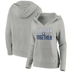 Indianapolis Colts Women Heather Gray Stronger Together Crossover Neck Pullover Hoodie