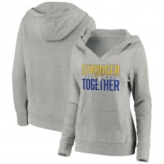 Los Angeles Rams Women Heather Gray Stronger Together Crossover Neck Pullover Hoodie