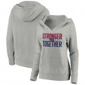 New York Giants Women Heather Gray Stronger Together Crossover Neck Pullover Hoodie