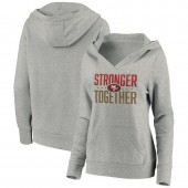 San Francisco 49ers Women Heather Gray Stronger Together Crossover Neck Pullover Hoodie