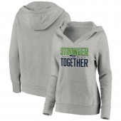 Seattle Seahawks Women Heather Gray Stronger Together Crossover Neck Pullover Hoodie