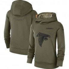 Atlanta Falcons Nike Women Salute to Service Team Logo Performance Pullover Hoodie - Olive