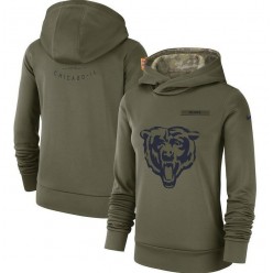 Chicago Bears Nike Women Salute to Service Team Logo Performance Pullover Hoodie - Olive