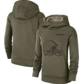 Cleveland Browns Nike Women Salute to Service Team Logo Performance Pullover Hoodie - Olive
