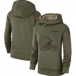 Cleveland Browns Nike Women Salute to Service Team Logo Performance Pullover Hoodie - Olive