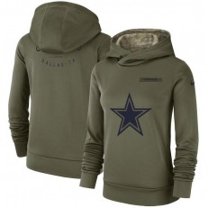 Dallas Cowboys Nike Women Salute to Service Team Logo Performance Pullover Hoodie - Olive