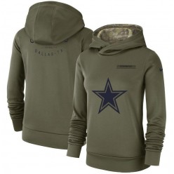 Dallas Cowboys Nike Women Salute to Service Team Logo Performance Pullover Hoodie - Olive