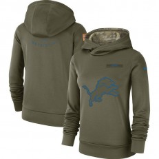 Detroit Lions Nike Women Salute to Service Team Logo Performance Pullover Hoodie - Olive