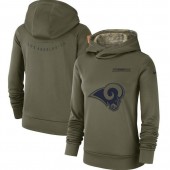 Los Angeles Rams Nike Women Salute to Service Team Logo Performance Pullover Hoodie - Olive