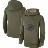 Miami Dolphins Nike Women Salute to Service Team Logo Performance Pullover Hoodie - Olive
