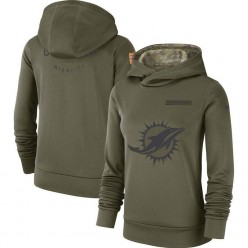 Miami Dolphins Nike Women Salute to Service Team Logo Performance Pullover Hoodie - Olive